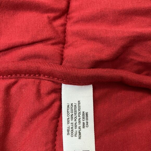 Skin X J Crew Robe Red Quilted Waist Tie Shawl Cotton W Eye Mask - Picture 12 of 13